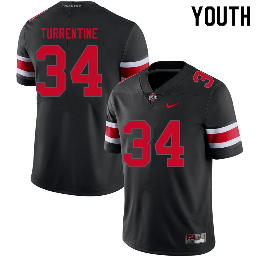 Ohio State Buckeyes Andre Turrentine Youth #34 Blackout Authentic Stitched College Football Jersey